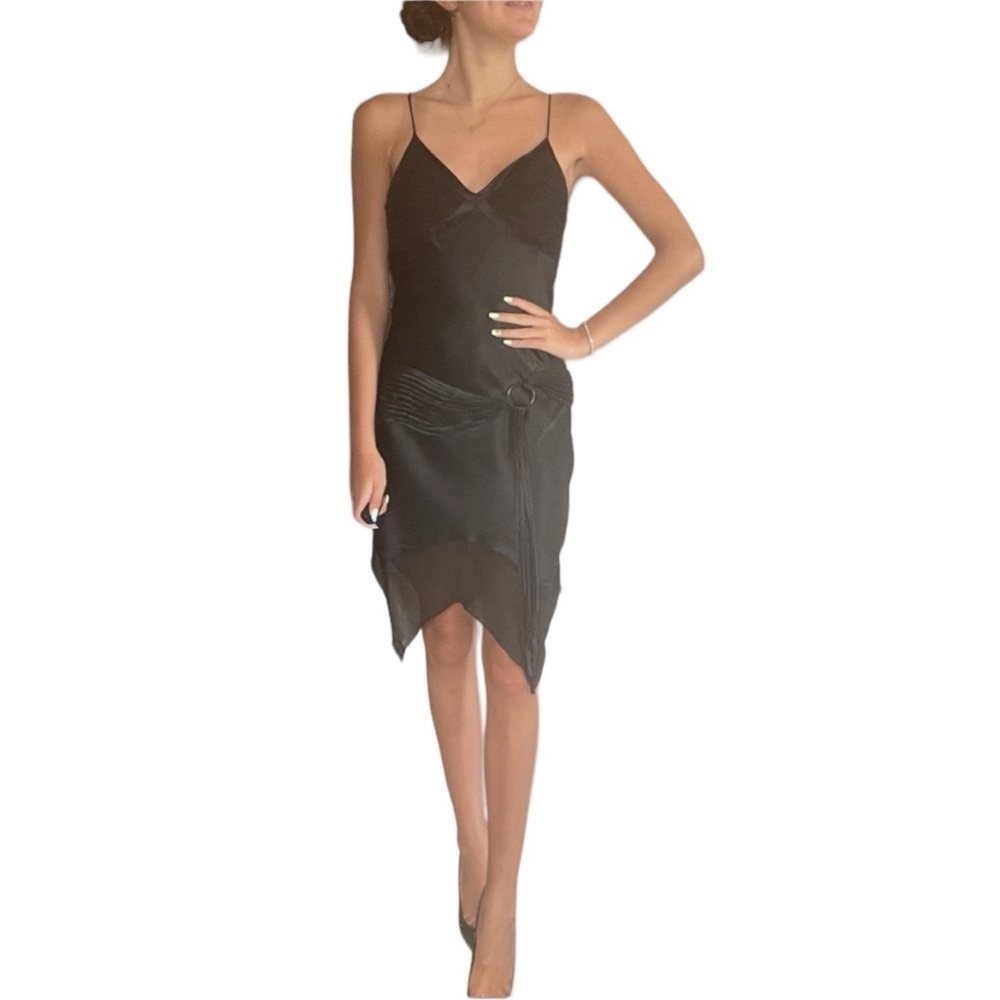Jovani Silk Mini Dress Black